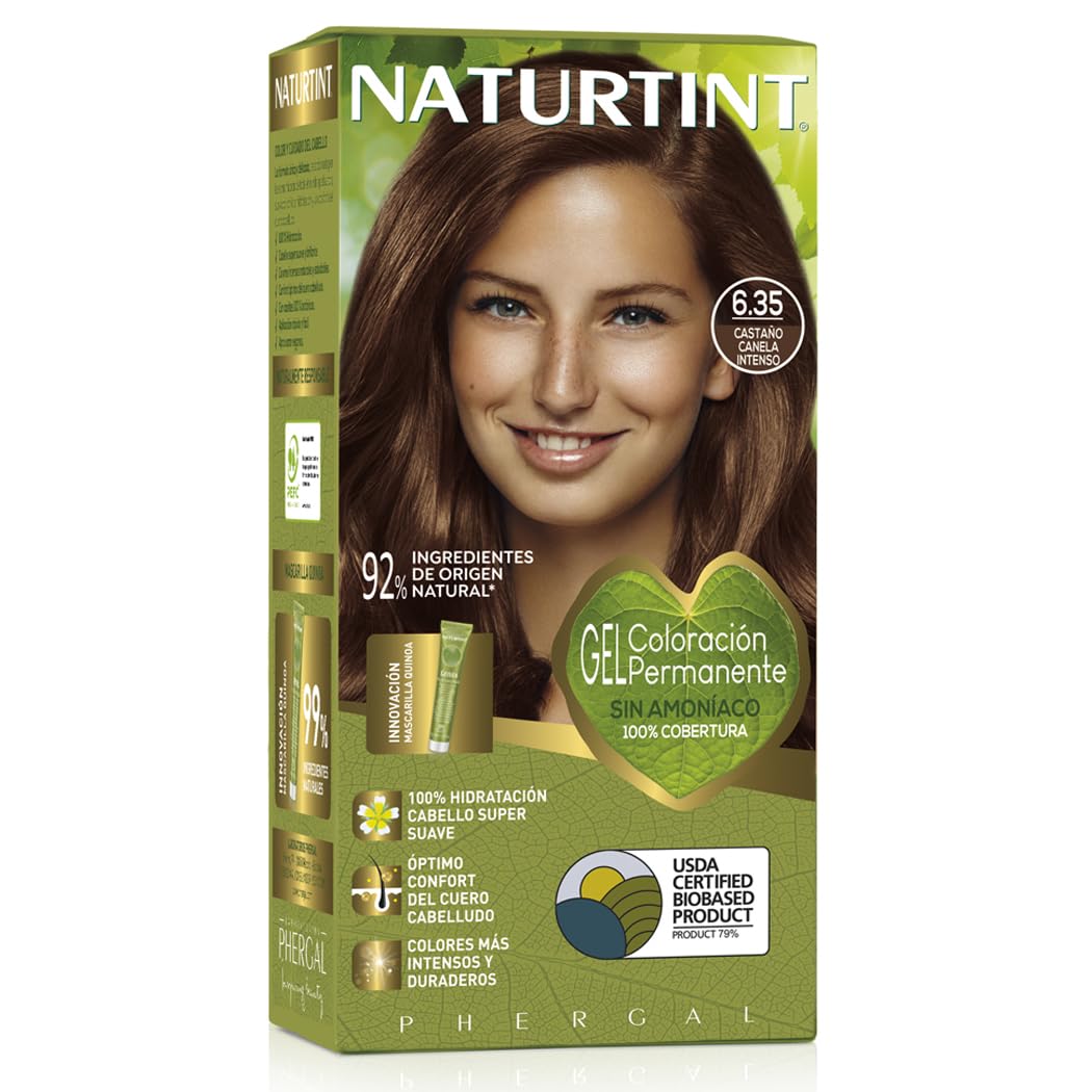 NATURTINT Hair Dye Coloration – 6,35 Intensives Zimtbraun, 100% Grauabdeckung