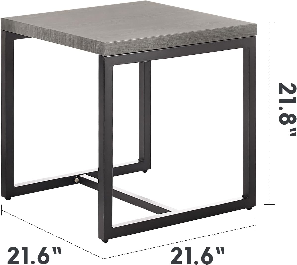 Rilyson Patio Tables Outdoor Coffee Table - Steel Side Tables End Table for Proch Deck Balcony Garden Squre Grey Tabletop
