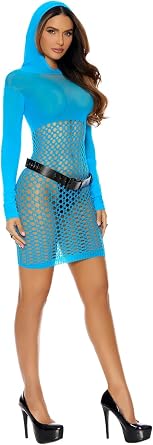 Elegant Moments Crochet Mini Dress - One Size - Neon Blue