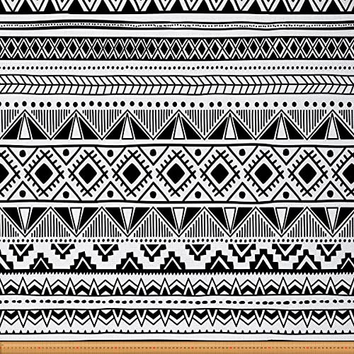 Boho Striped Fabric by The Yard Aztec Upholstery Fabric for Chairs Bohemian Retro Style Decorative Fabric for Upholstery and Home Accents White and Black 3 Yards