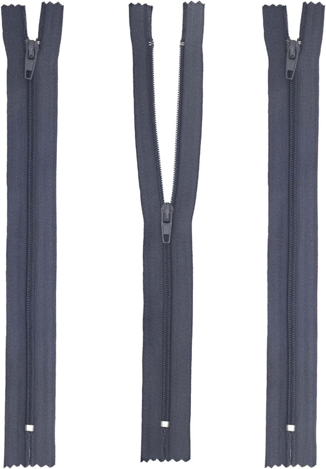 DBOO 20cm Dark Gray Zips 3 Pcs Nylon Closed End Zippers Fasteners Chunky Zip Open-Ended Zip Sewing Accessory