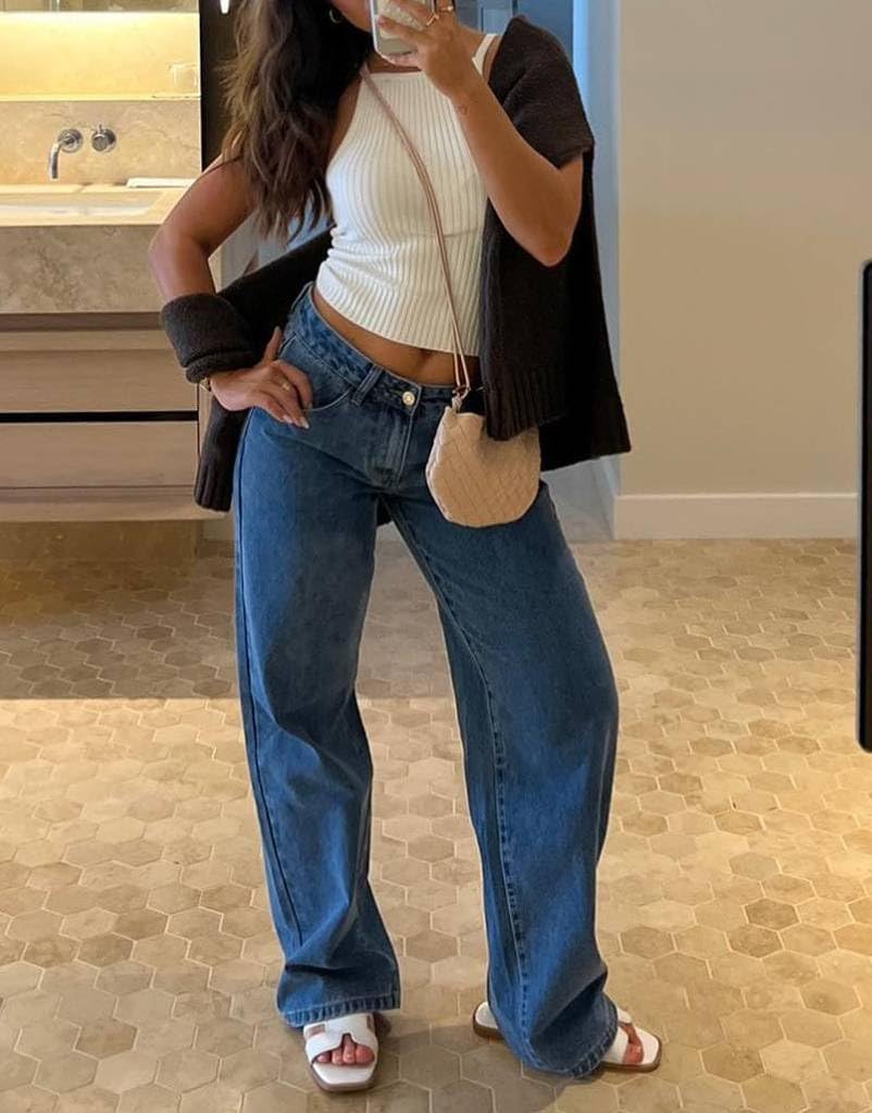 Kodaruber Women Y2k Low Rise Baggy Jeans Vintage Boyfriend Loose Fit Straight Wide Leg Jeans Casual Long Denim Pants - Image 6