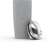 Vista 60 de Well Told Vaso de café aislado con mapa de Washington DC grabado, taza de acero inoxidable grabada (20 onzas, blanco) con aislamiento de mapa