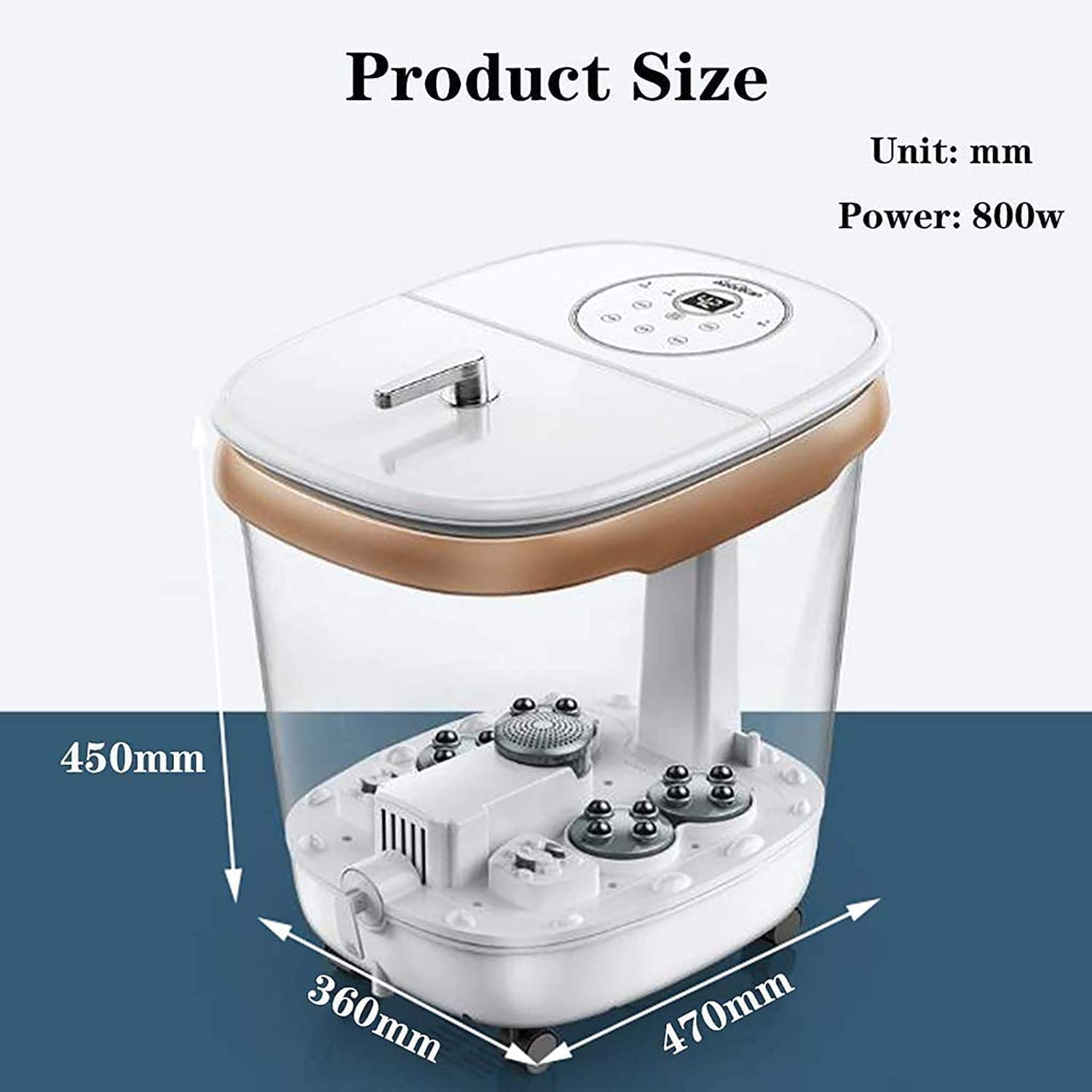 Masajeador de Baño de Spa para Pies con Calor, Pedicura Spa Motorizado Shiatsu Rodillo de Masaje Punto de Acupuntura, Conversión de Frecuencia, Burbujas, Temperatura de Tiempo Ajustable