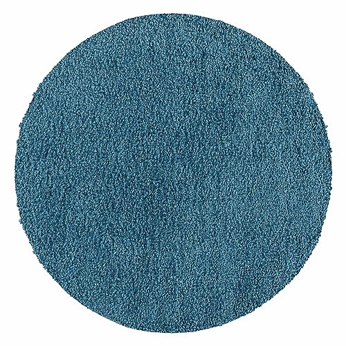 Carpettex Hochflor Teppich Wohnzimmer Shaggy Flokati Teppich Modern Einfarbig 120 cm Rund Flur...