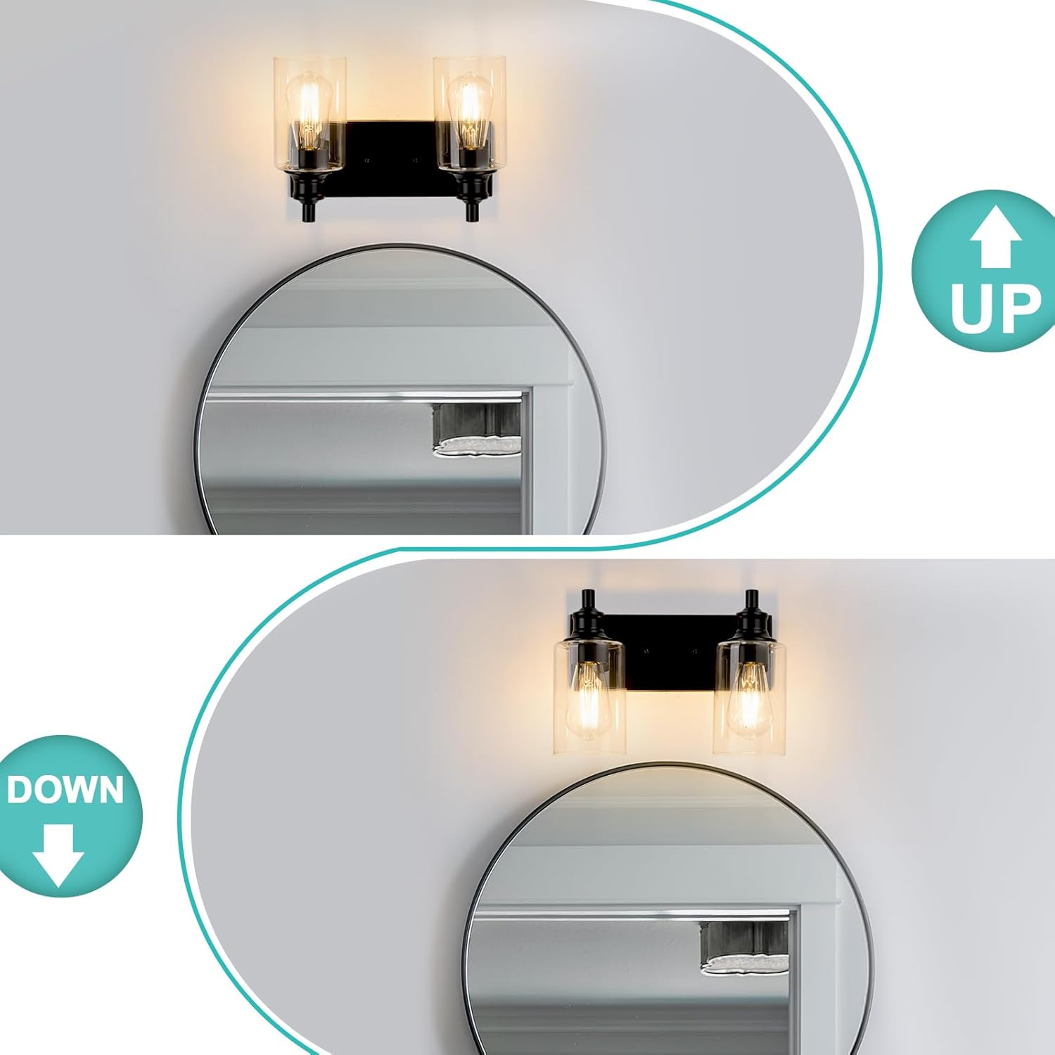 2-Light Bathroom Light Fixtures Modern Black Vanity Lights for Bathroom Lighting Fixtures Over Mirror for Cabinet Mirror Bedroom Hallway