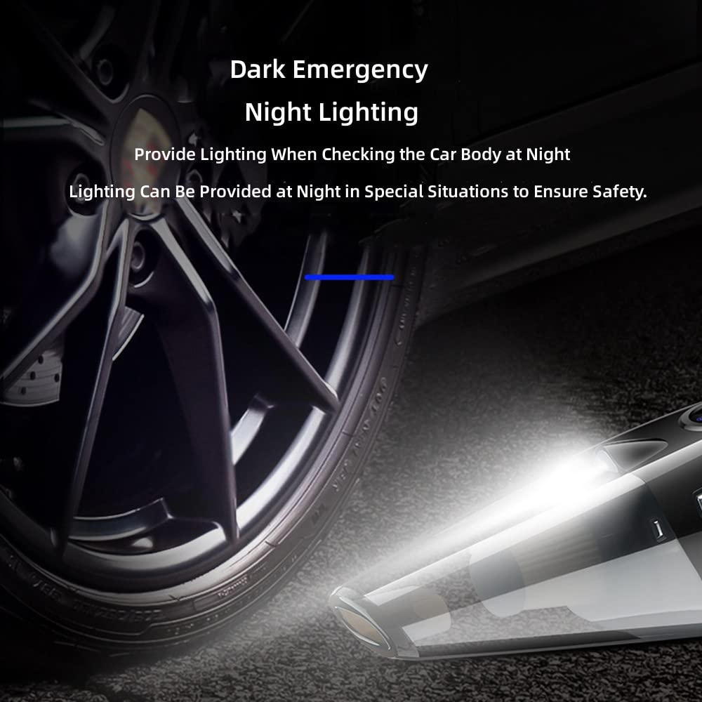 Aspirador de coche con cable con bomba de aire, aspiradoras de mano de alta succión 12000pa, inflador neumáticos de coche digital con manómetro, apagado automático y luz LED, aspiradora de mano 12 V