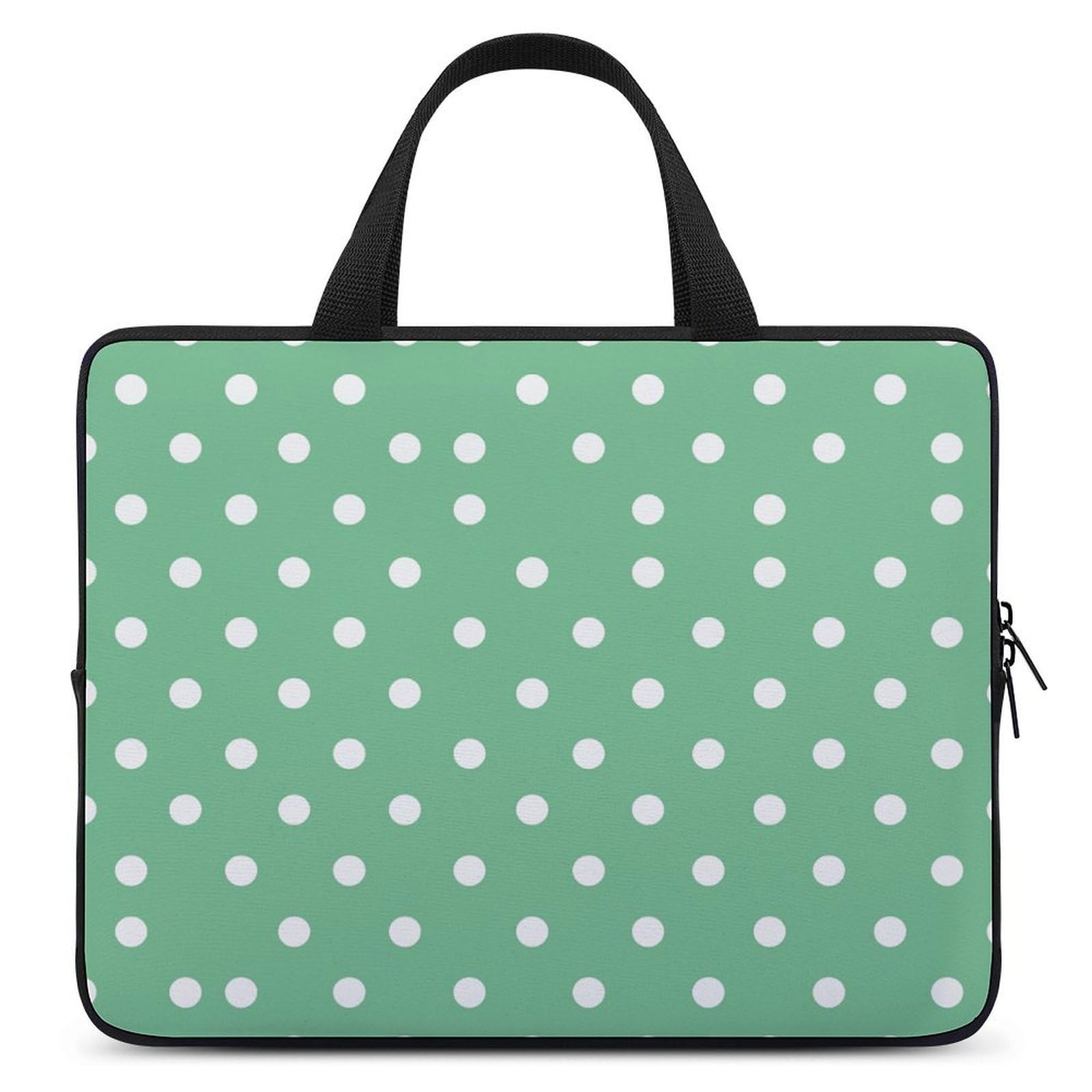 Custodia per laptop da 17", ultra sottile, leggera e impermeabile, in neoprene resistente, con tracolla, colore: Verde a pois