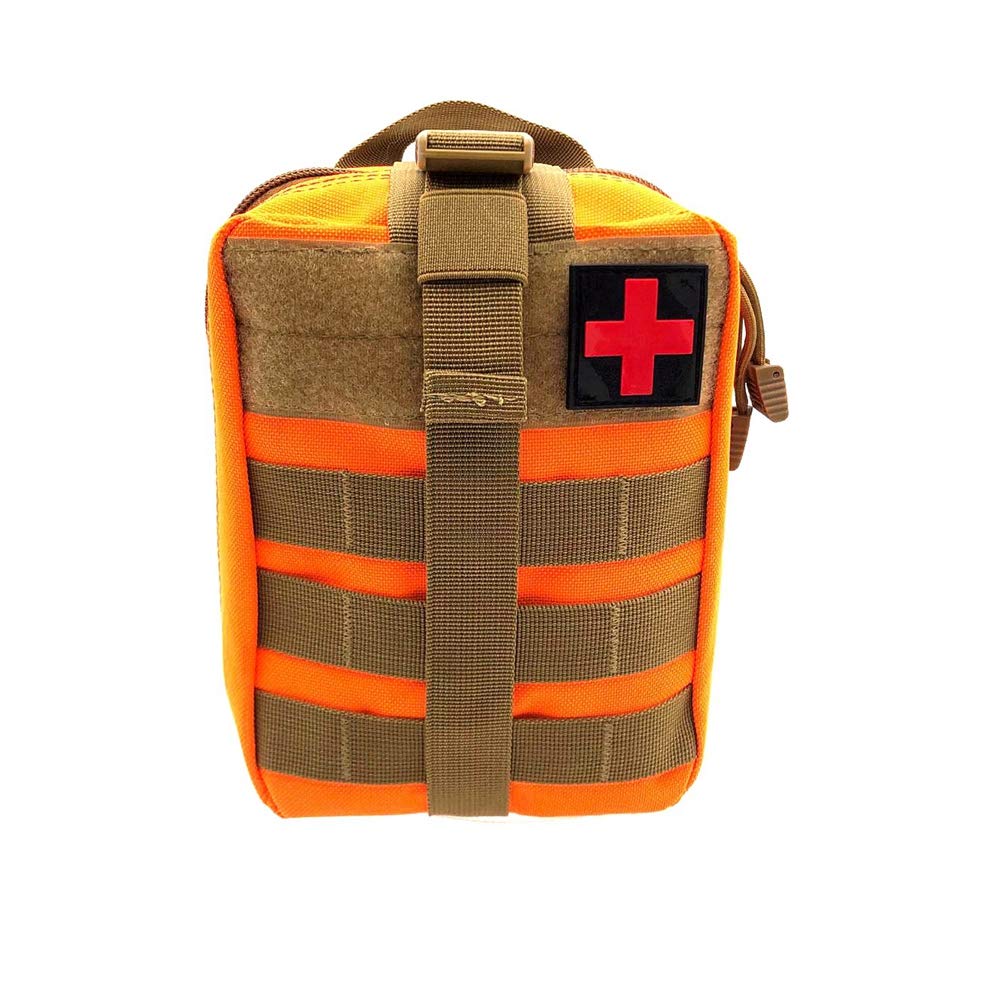 PETSOLA FOUOS Tactical MOLLE EMT IFAK Pouch,Medical First Aid Kit Utility Pouch for Camping & Hiking (Bag Only) (Orange)