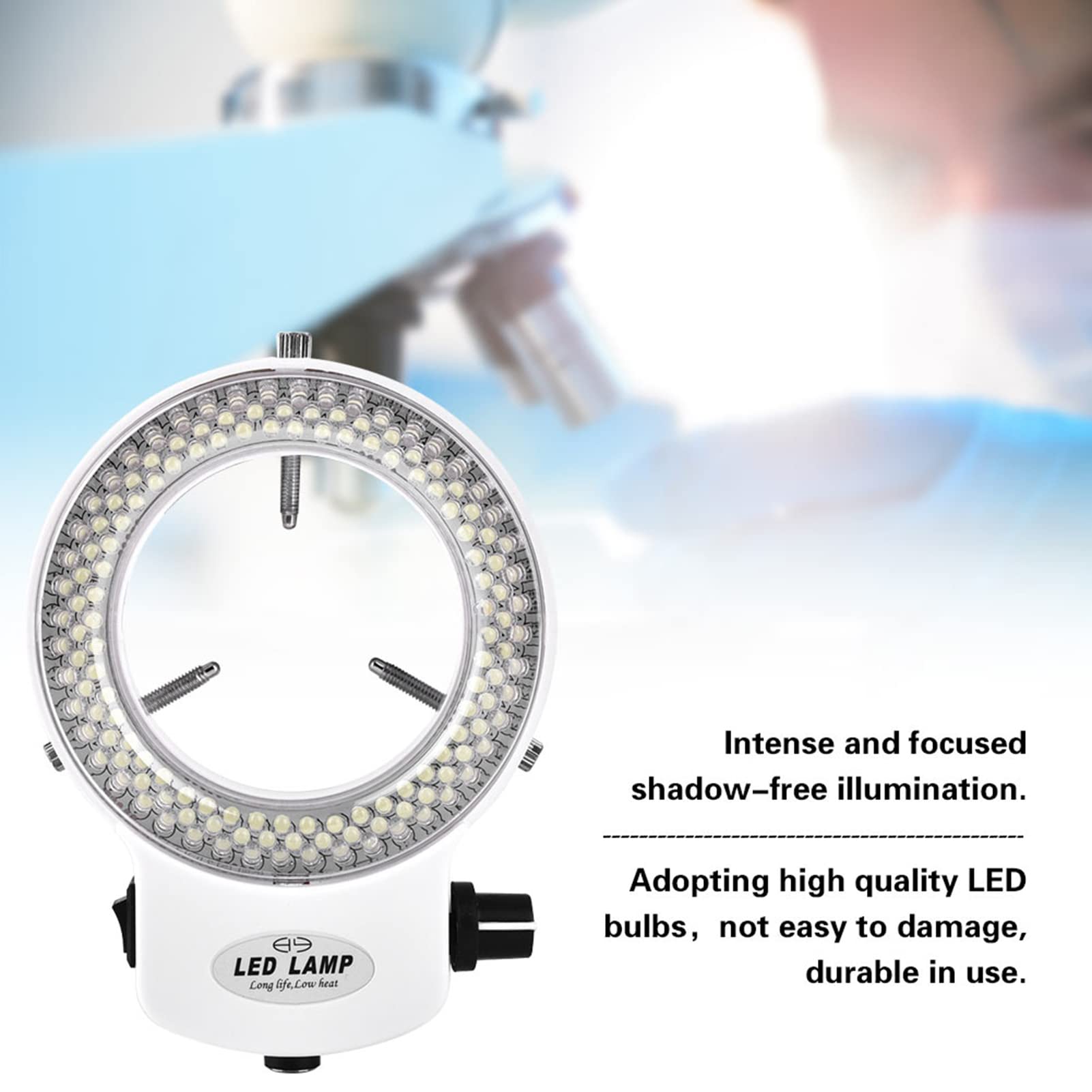 Luce LED per Microscopio, Luce Anulare per Fotocamera per Microscopio, Lampada Ad Anello Regolabile con luminosità della Sorgente Luminosa a 144 Perline LED per Lampada di