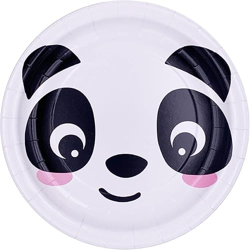 Miniatura 3 de Suministros para fiesta de panda, juego de vajilla desechable de animales para 16 invitados, incluye platos, tazas, servilletas, pajitas, pancarta