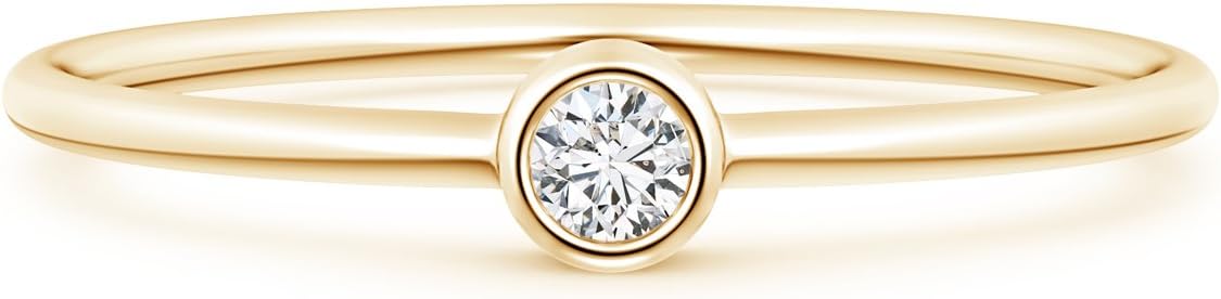 April Birthstone-Solitaire Lab Created Round HSI2 Diamond Stackable Ring Size 8.5 in 14k Yellow Gold