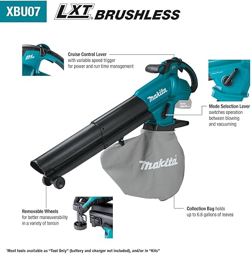 Miniatura 2 de Makita XBU07SM1 18V LXT Kit de trituradora sin escobillas para sopladorvacío (4.0Ah)