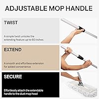 Vista 30 de Trapeador de polvo comercial azul de 24 pulgadas y barredora de piso con mango extensible, mopa para limpieza de suelos de madera, azulejos