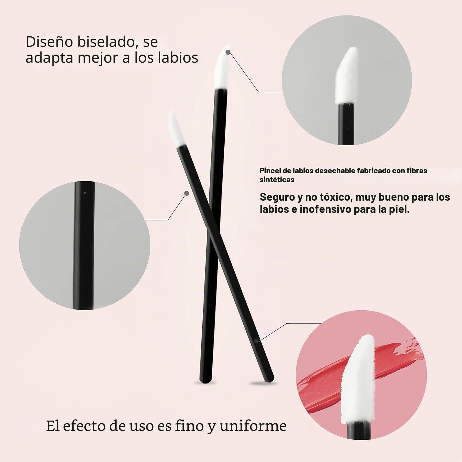 VEGCOO 300 Pinceles Desechables para Labios y Cejas Maquillaje Negro