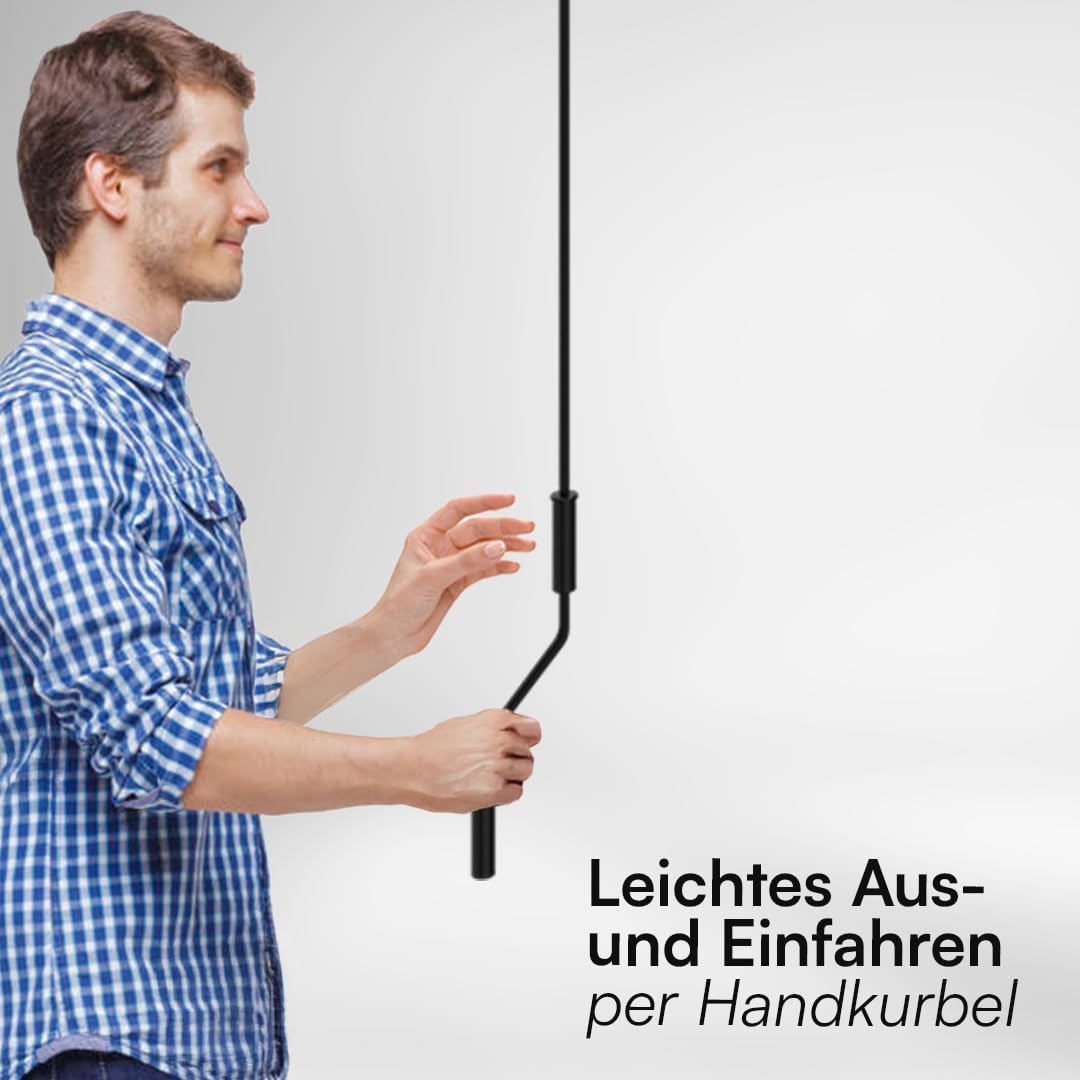 STEELSØN Kestria Markise für Balkon/Dachterrasse/Garten 200x150 cm – Gelenkarmmarkise Blickdicht & wetterfest – Außenrollo mit Kurbel aus Kunststoffgewebe – Sonnenmarkise mit Wandhalterung Anthrazit