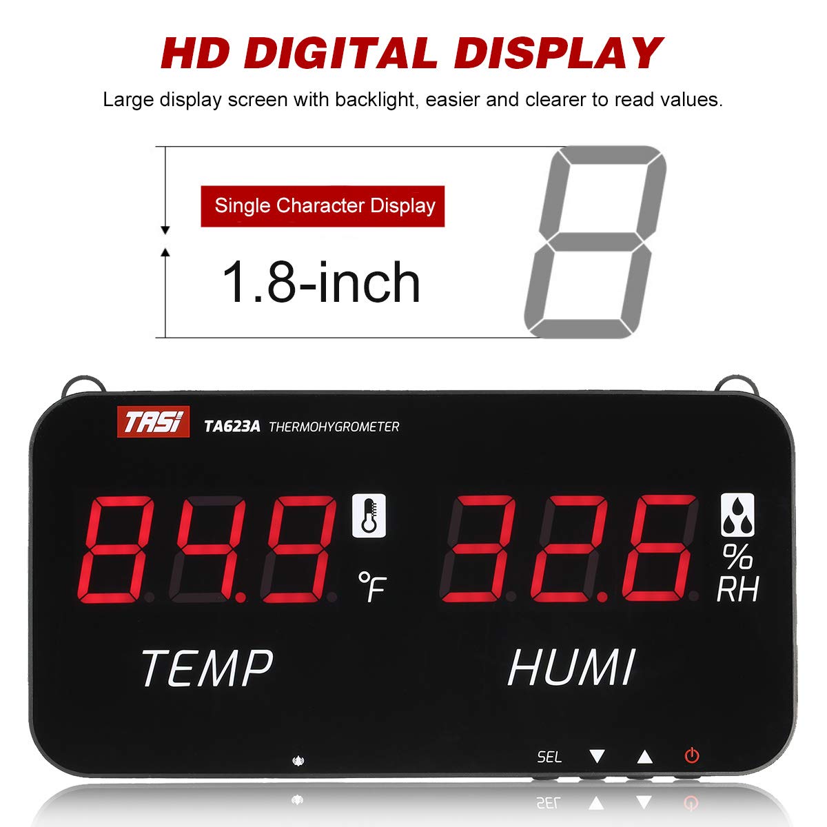 Intelligentes Temperatur-Feuchtigkeitsmessgerät, LED-Anzeige, Digitales Thermometer-Hygrometer für den Innen- und Außenbereich (Schwarz1)