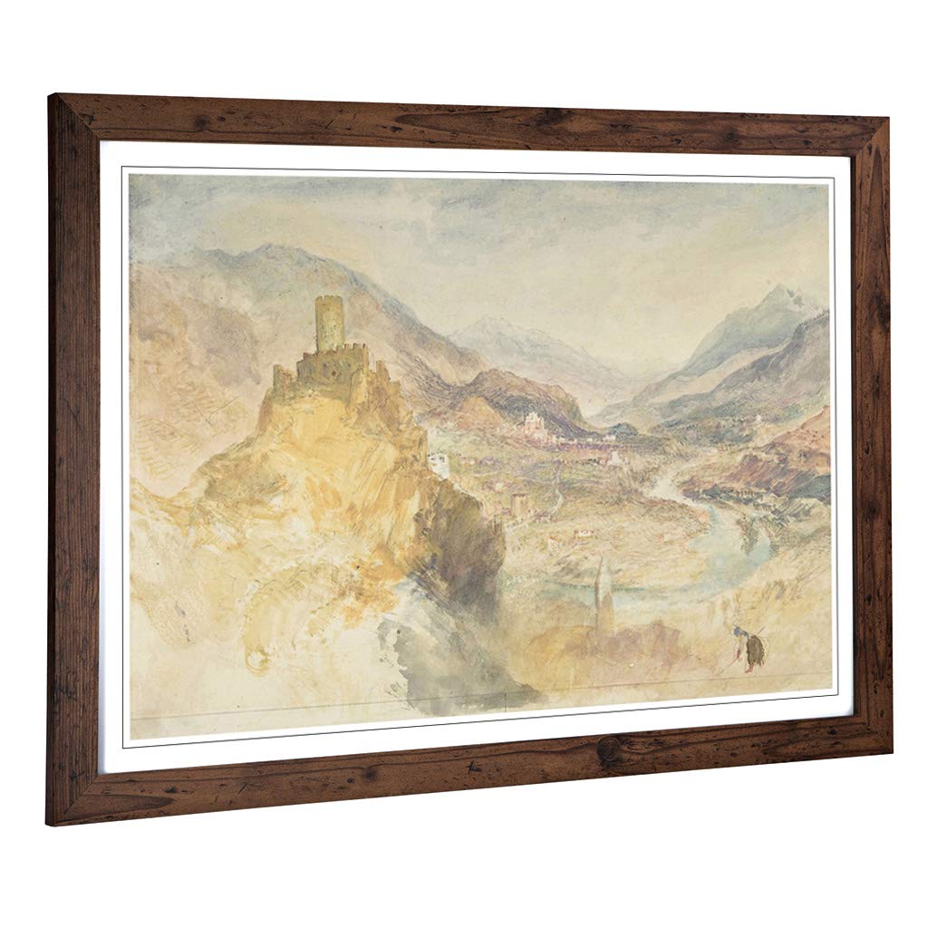 Big Box Art Framed Print of J.M.W (Joseph Mallord William Turner) Chatel Argent Design | Wall Art Picture| Home Decor for Living Room, Bedroom, Office, Walnut, A2 / 24.5x18 Inch / 62x45cm