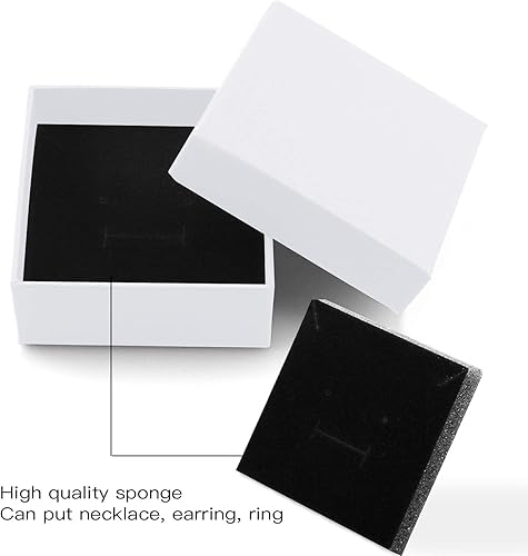 Miniatura 6 de Caja de joyería para collar y aretes, 12 cajas de joyería cuadradas de cartón, caja de regalo de papel de cartón relleno de algodón (2.75 x 2.75 x 1