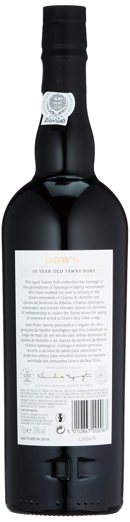 Dow's 10 Year Old Tawny, Porto, 75 cl - 750 ml (Paquete de 3)