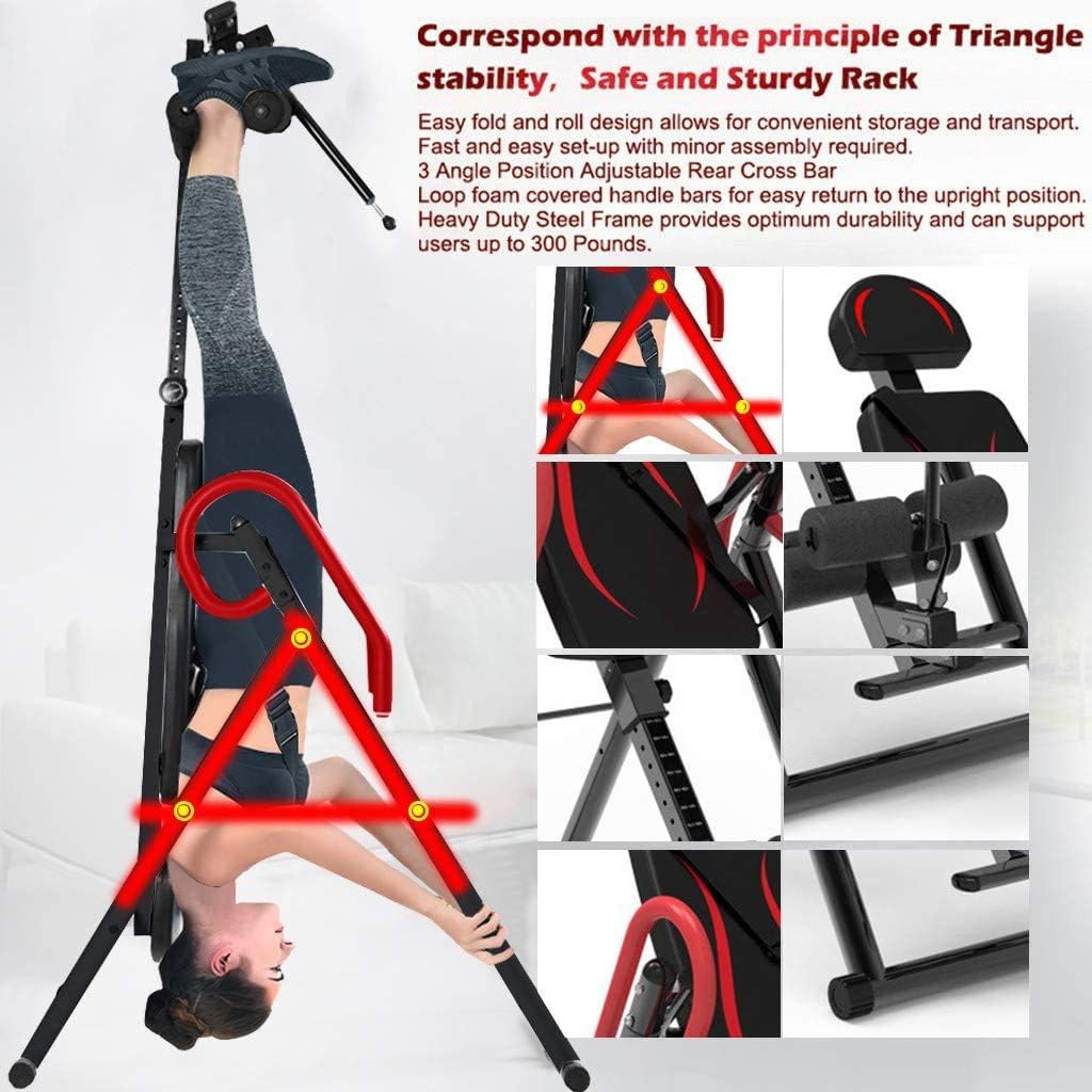 Robust Inversion Table, Height Adjustable Folding Home Fitness Teeter Inversion Table, Relieves Back Pain/Reduces Muscle Tension