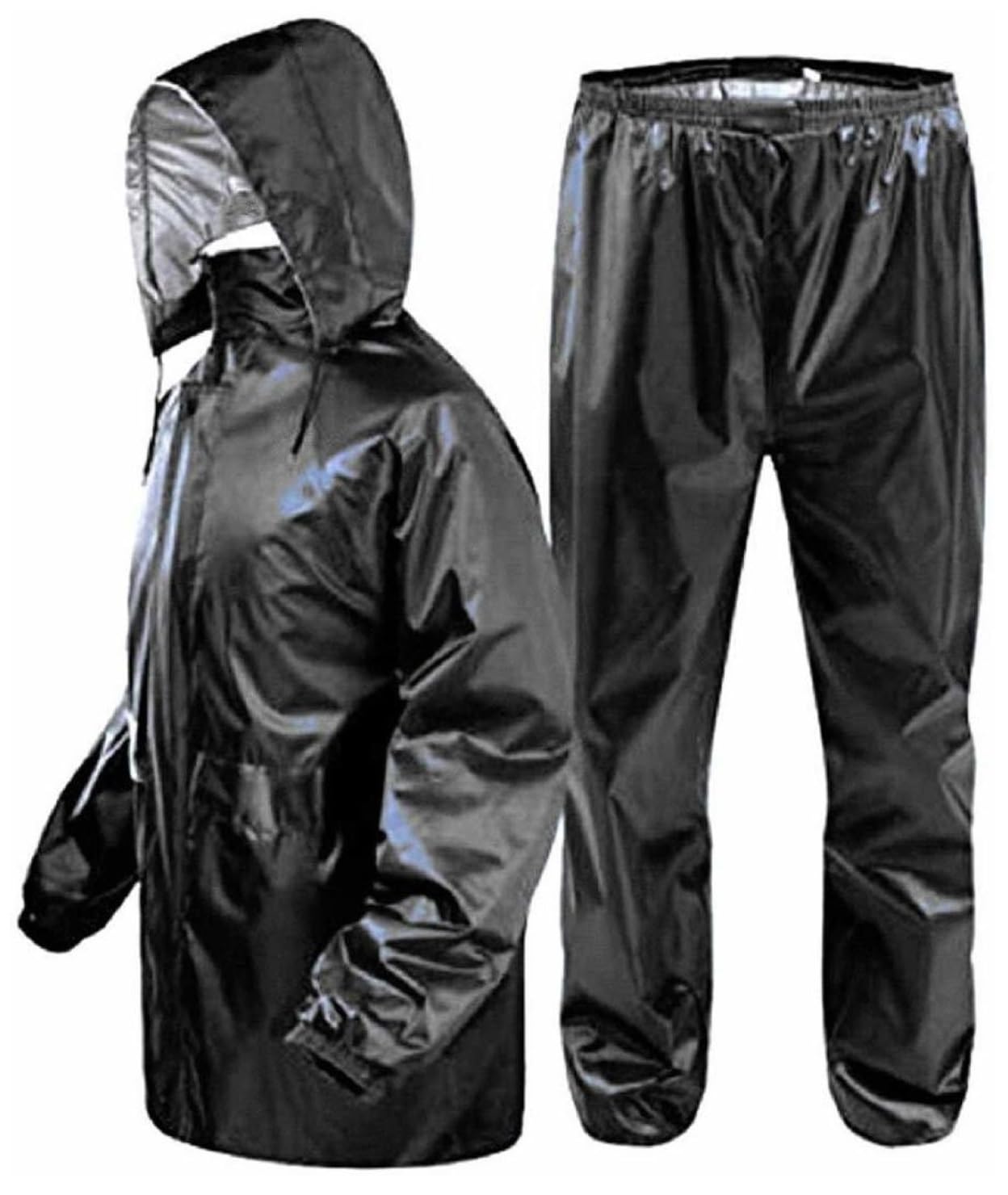 Waterproof Hooded Raincoat for Men with Storage Bag – Rain Suit & Rain Jacket, Black & Navy Blue-image-2