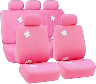 FH GROUP Full diseño de Flores – Juego de Fundas de Asiento de Coche, Color Rosa