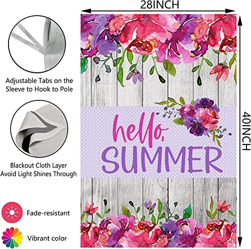 Surfapans Hello Summer House Flag 28X40 Inch Double Sided Outside Burlap Floral Outdoor Large Yard Flags Seasonal Porch Holiday Decoration #TOP5