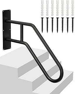 Handrails for Outdoor Steps Stair Railing Indoor, 1 to 3 Steps Stairs Wall Mounted Metal Handrail for The Elderly, Kids, D...