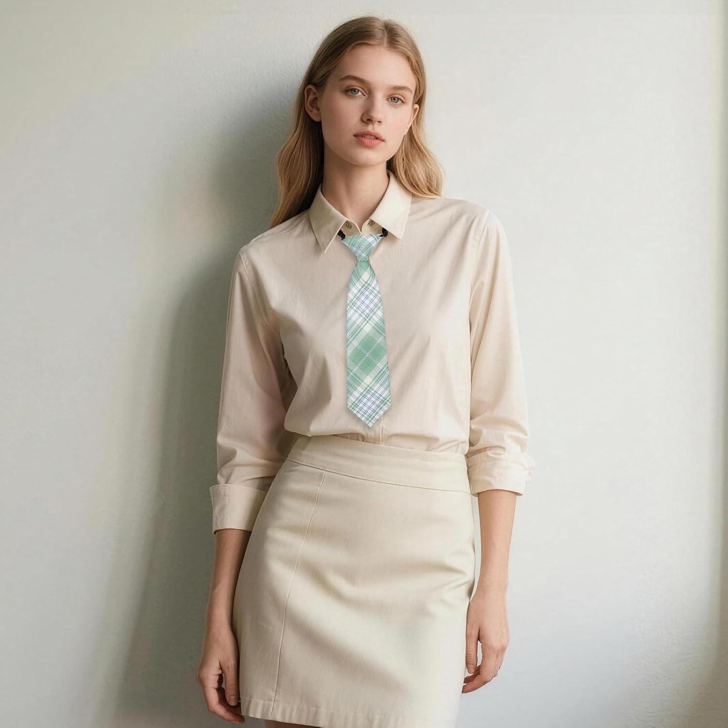 Striped Ties for Women Pre-tied Short Ties Womens Tie Plaid Uniform Neck Tie for Shirt Causal School