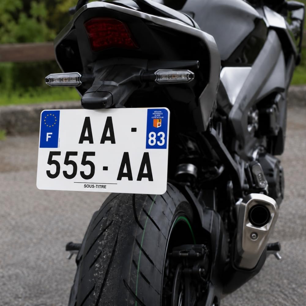 Plaque immatriculation homologuée plexiglas 210x130 mm – Moto – Made in France
