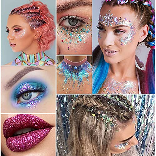 Skymore 12 Stück Nagel Glitzer, Make-Up Glitzer für Gesicht Nägel Augen Haare Körper, Glitzerpuder Nagel Dekoration… – Bild 6