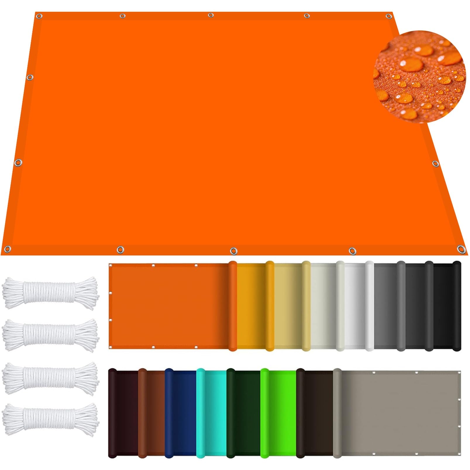 GLDYTVF Outdoor Garden Patio Sun Shade Sail Canopy 6.56 x 18.04ft Orange Weatherproof Sun Protection Sail for Lawn & Patio