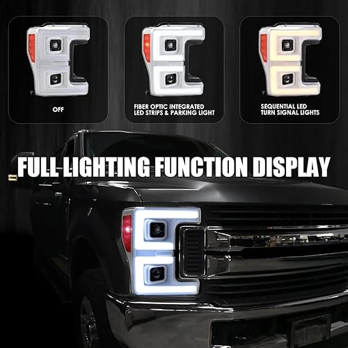 Miniatura 2 de SPEC-D TUNING Faros delanteros de proyector blanco ártico con interruptor secuencial LED compatible con Ford F250 F350 F450 2017-2019 Super Duty,