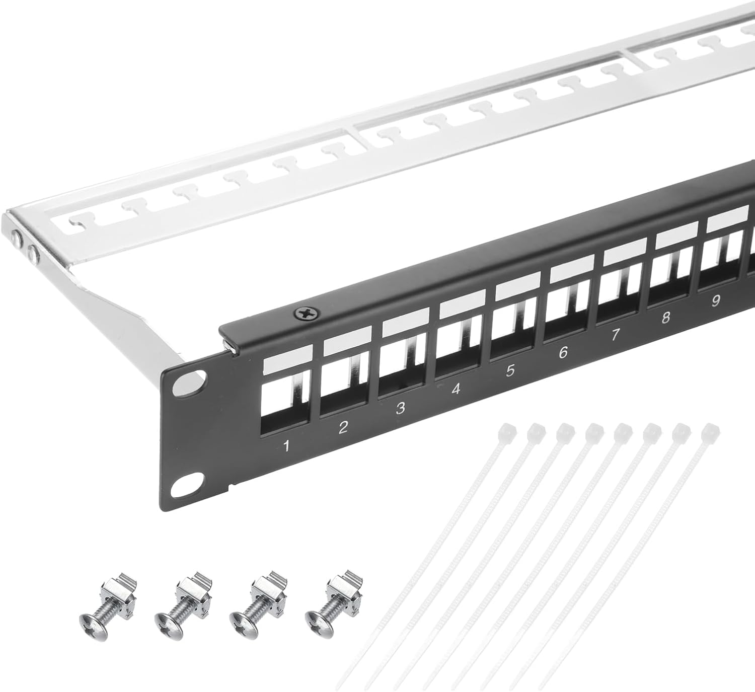 MECCANIXITY 1U Blank Key Stone Shielded Network 24-Port Patch Panel, 19inch Rack & Wall Mountable Patch Bay with Network Module for Servers Network, Multi Terminal Services