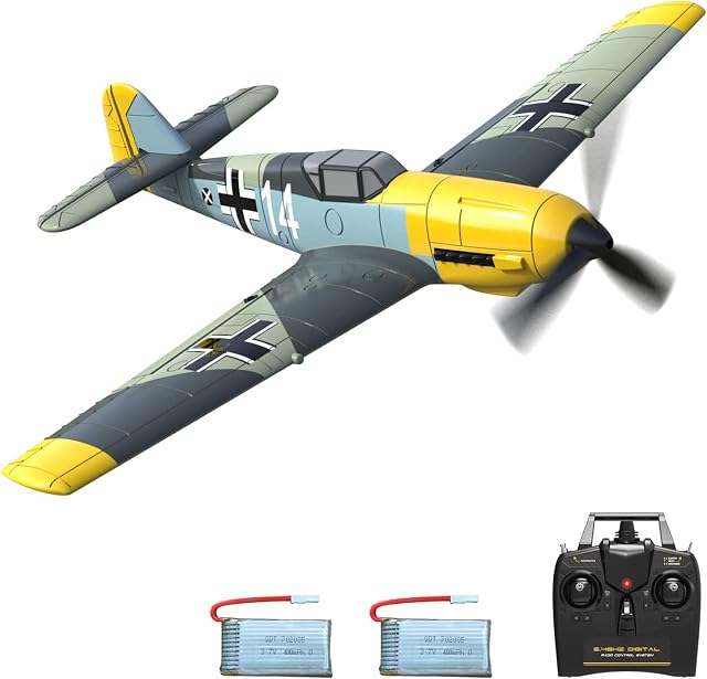 VOLANTEXRC RC Plane Messerschmitt BF109, 4CH RC Airplane RTF RC Aeroplane Remote Control Plane for Beginners with 2 batteries and Xpilot Stabilization System, Toy Gifts for Adults Kids