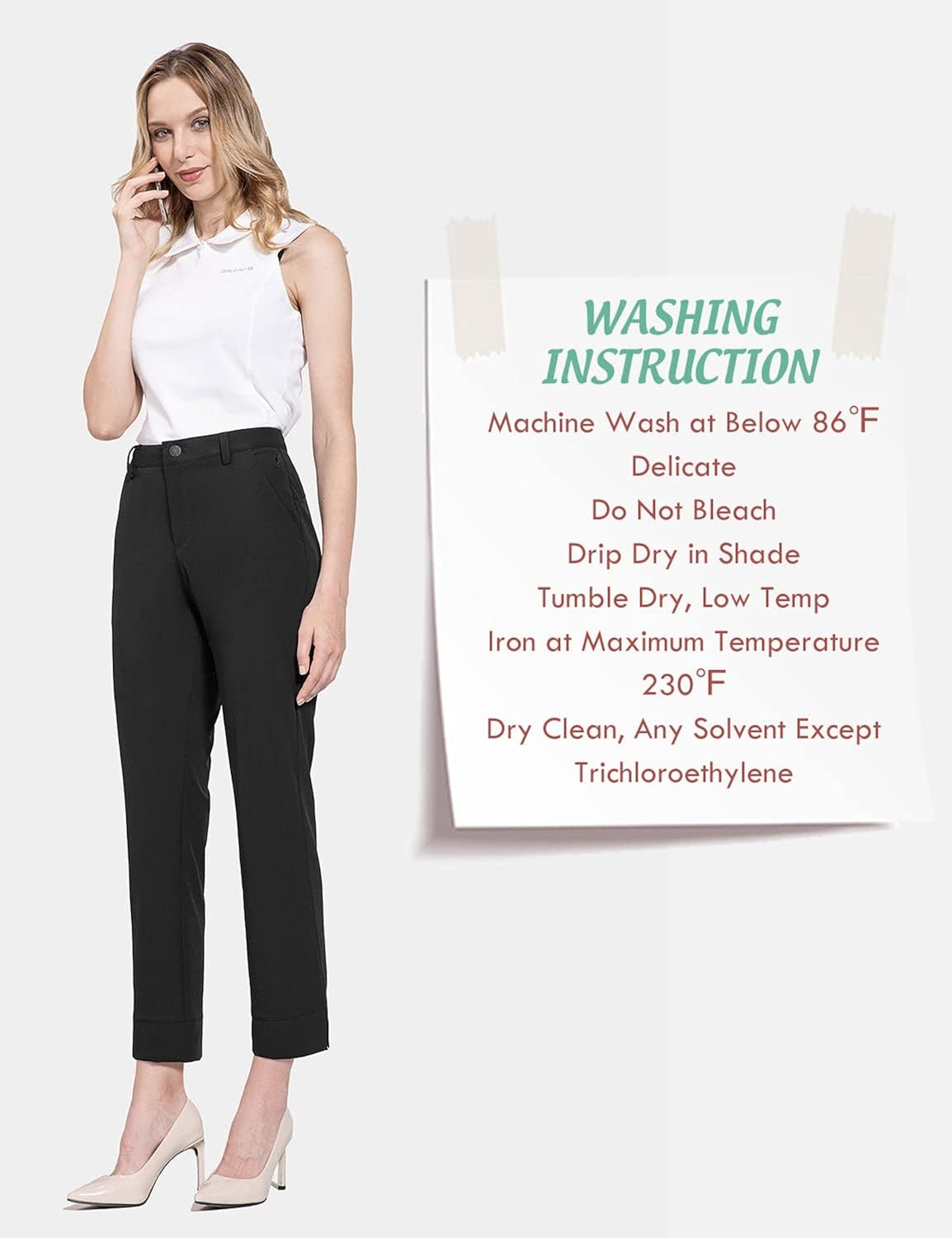 BALEAF Women's Golf Pants Stretch Lightweight Quick Dry Water Resistant Work Pants with Zipper Pocket