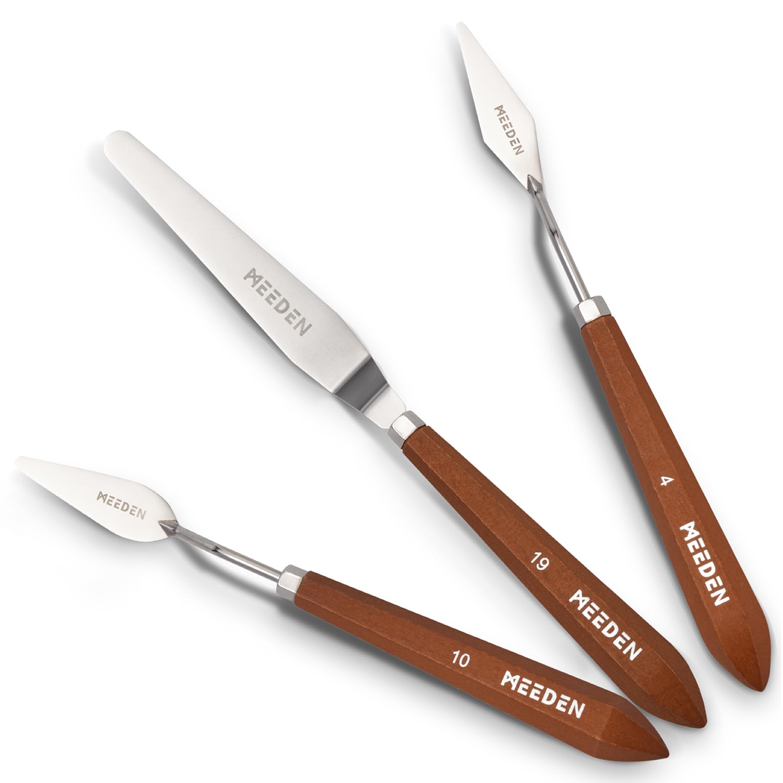 MEEDEN Artist Pallete Knife Set: 3Pcs Art Spatula Knives with Wooden Handle - Stainless Steel Blades for Oil, Acrylic Canvas Painting