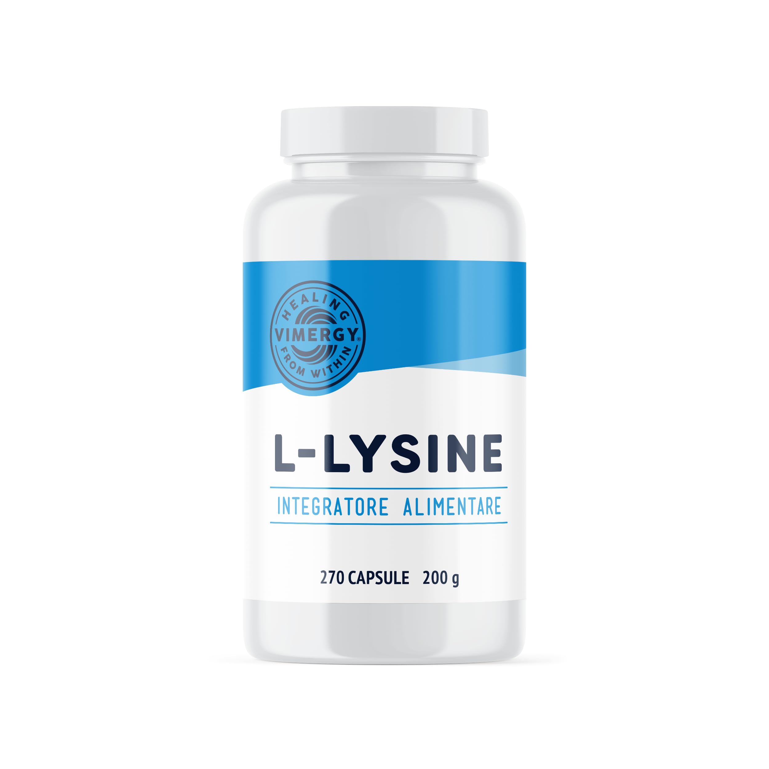 Vimergy L-Lysine 500 mg L-Lisina in Capsule, 270 Dosi – Amminoacido Essenziale – Capsula Vegana Senza Gelificanti - Senza OGM, Senza Glutine, Senza Gelatina, Kosher