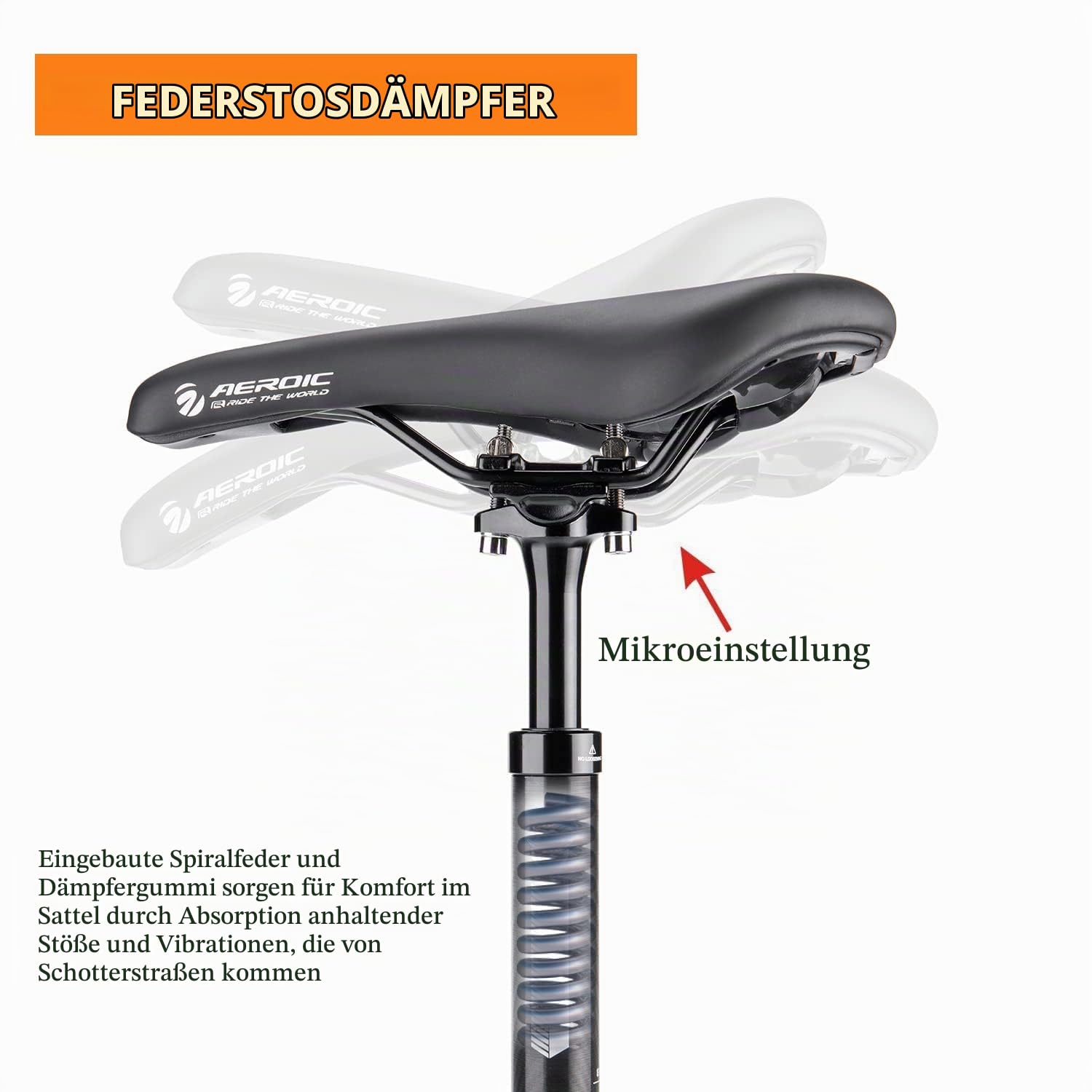 GEWAGE Gefederte Fahrrad Sattelstütze – Federsattelstütze aus Aluminium, Einstellbarer Klemmwinkel & Stoßdämpfung, Fahrrad Sattelstütze für MTB, Rennrad, BMX & E-Bike (φ27,2/φ30,9/φ31,6 x 400 mm) Sport & Freizeit