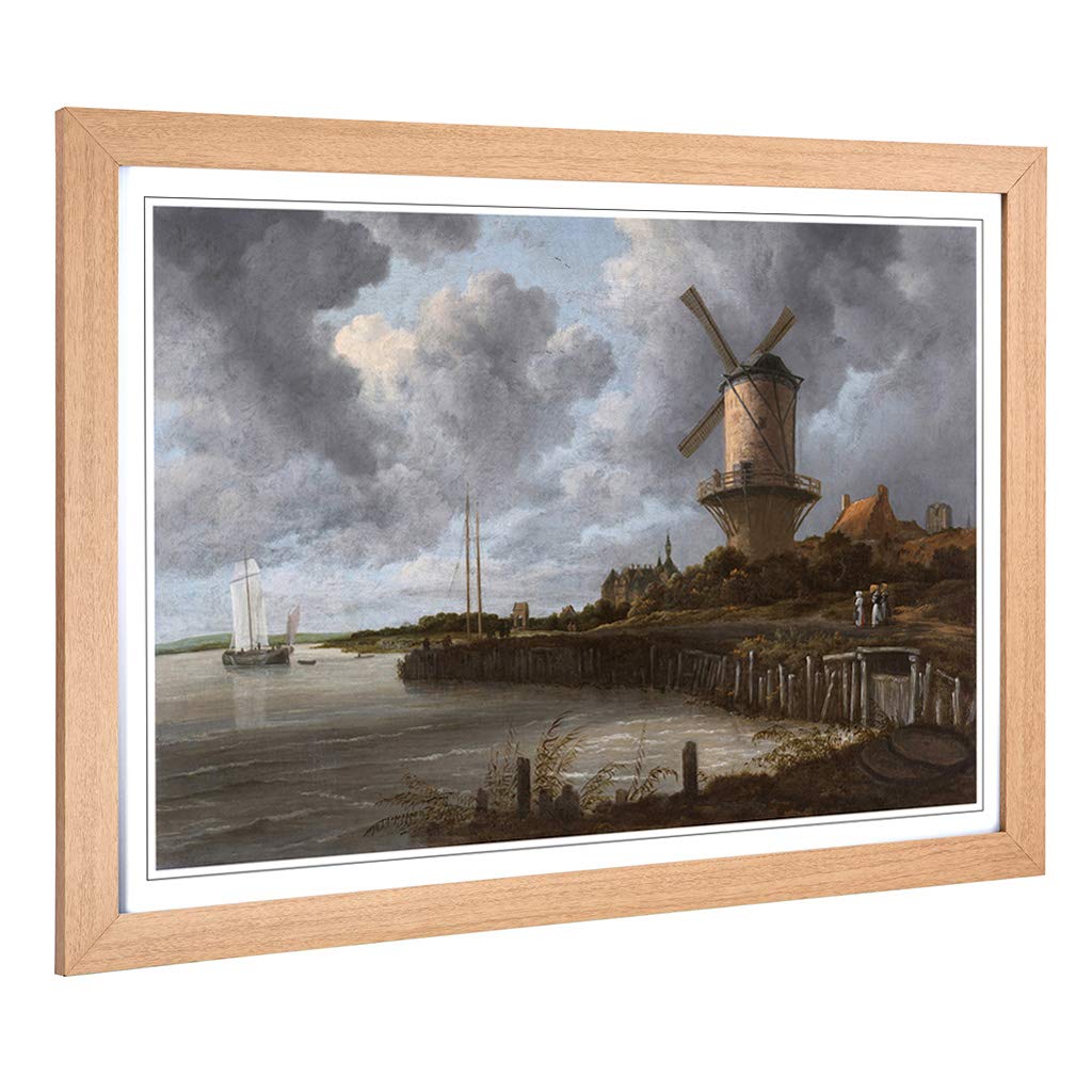 Big Box Art Framed Print of Jacob Ruisdael The Windmill Design | Wall Art Picture | Home Decor for Kitchen, Living, Dining Room, Bedroom, Hallway, Office, Oak, A2 / 24.5x18 Inch / 62x45cm
