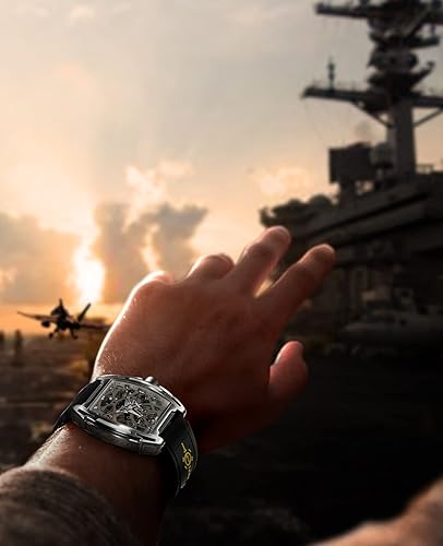 Miniatura 6 de CIGA Design Z Series - Reloj mecánico automático versión portaaviones, puntero de forma de avión, caja de titanio, esqueleto Tonneau, reloj de