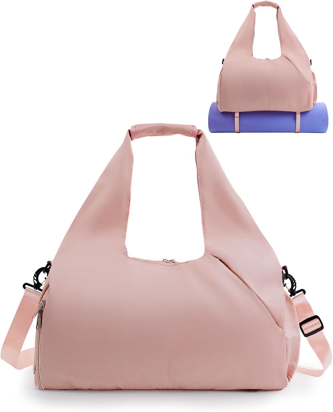 RHDZO Gym Bag for Women with Shoe Compartment Yoga Mat Bag with Wet Pocket and Water Bottle Holder Weekender Bag with Strap