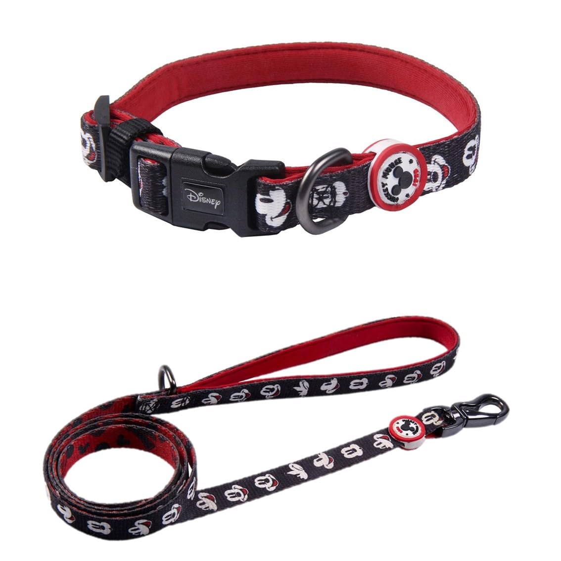 Set Correa + Collar Premium para Perros - Diseño de Mickey Mouse - Talla XS/S - Incluye Mosquetón - Accesorios de Disney para Perros - Accesorios de Disney para Perros -Producto Original