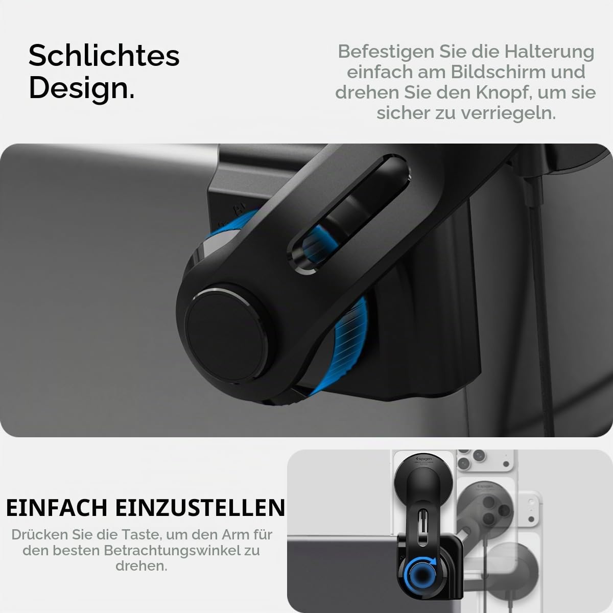 Spigen Tesla Model Y(~Juniper 2026)/3(~ Highland 2026)/S/X Qi2 MagSafe Handyhalterung mit Ladefunktion【Montage ohne Klebstoff】 KFZ Auto Handyhalterung Kompatibel mit iPhone 17/16/15/14/13 Pro Max Air