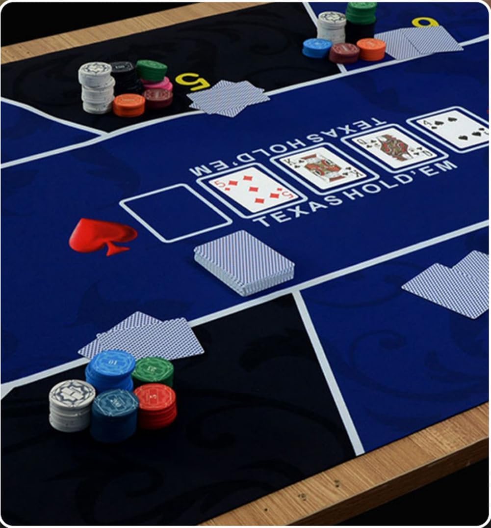 Tapis de poker - Tapis de poker professionnel portable, tapis de poker Texas Hold'em for soirées de jeu à domicile jusqu'à 10 joueurs, Blackjack, Poker Topper avec sac de rangement(1.8 x 0.9 M)
