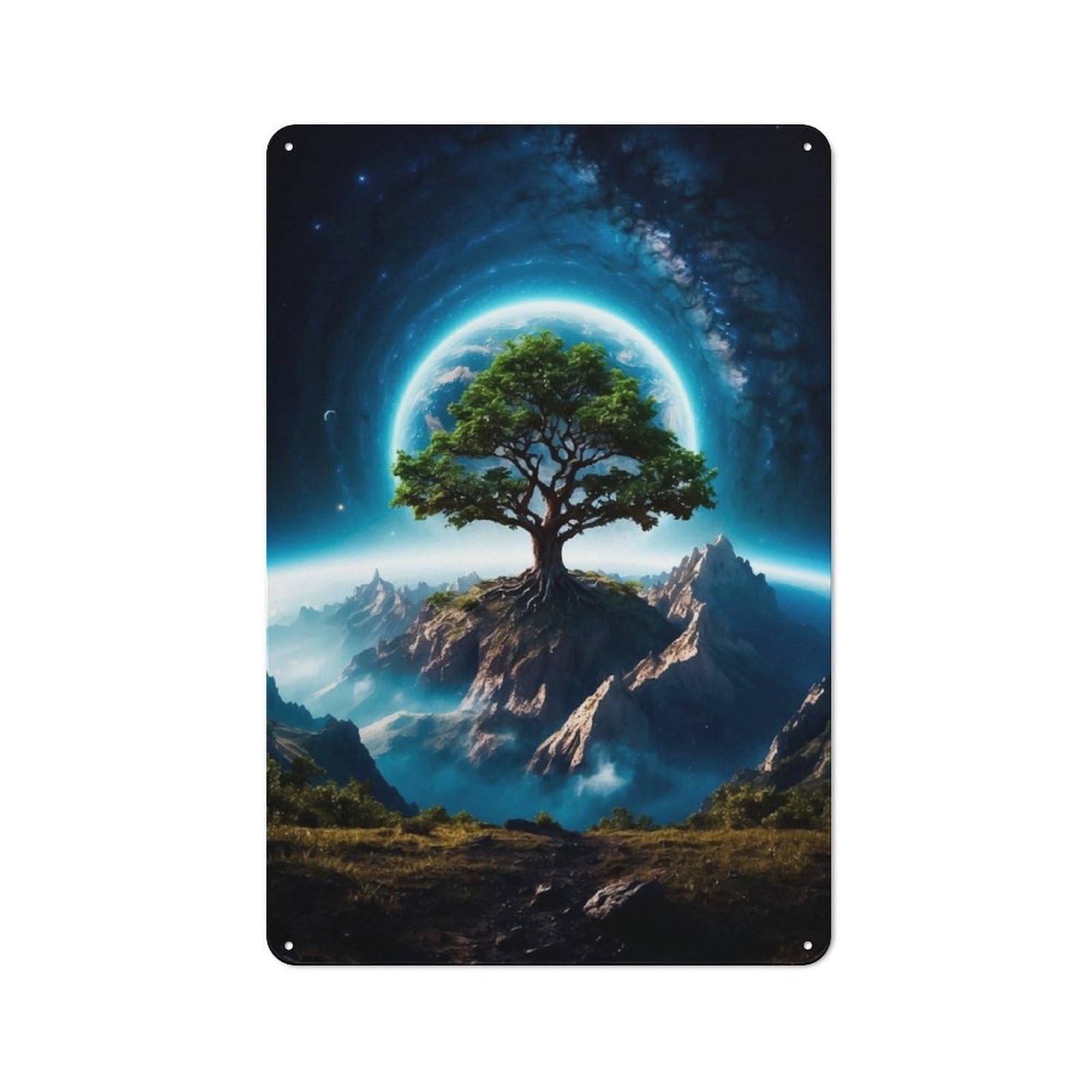 Junmoney Martian Tree Garage Style Decorative Metal Plaque 30X20cm, Garage Wall Decor For Workshop, Basement, Shed Or Games Room