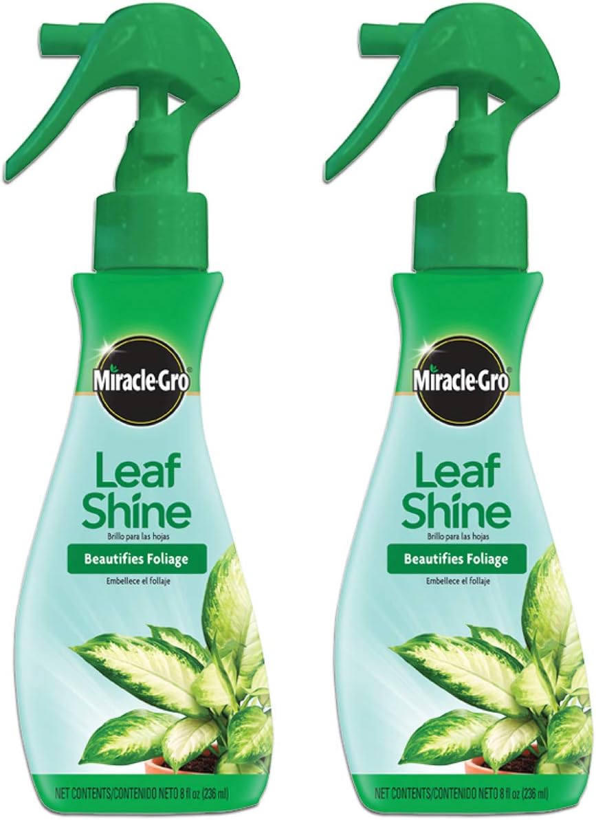 Miracle-Gro Leaf Shine Spray - For Indoor Hard-Leaved Houseplants, Cleans and Beautifies Foliage - 8 fl. oz. (2 Pack)