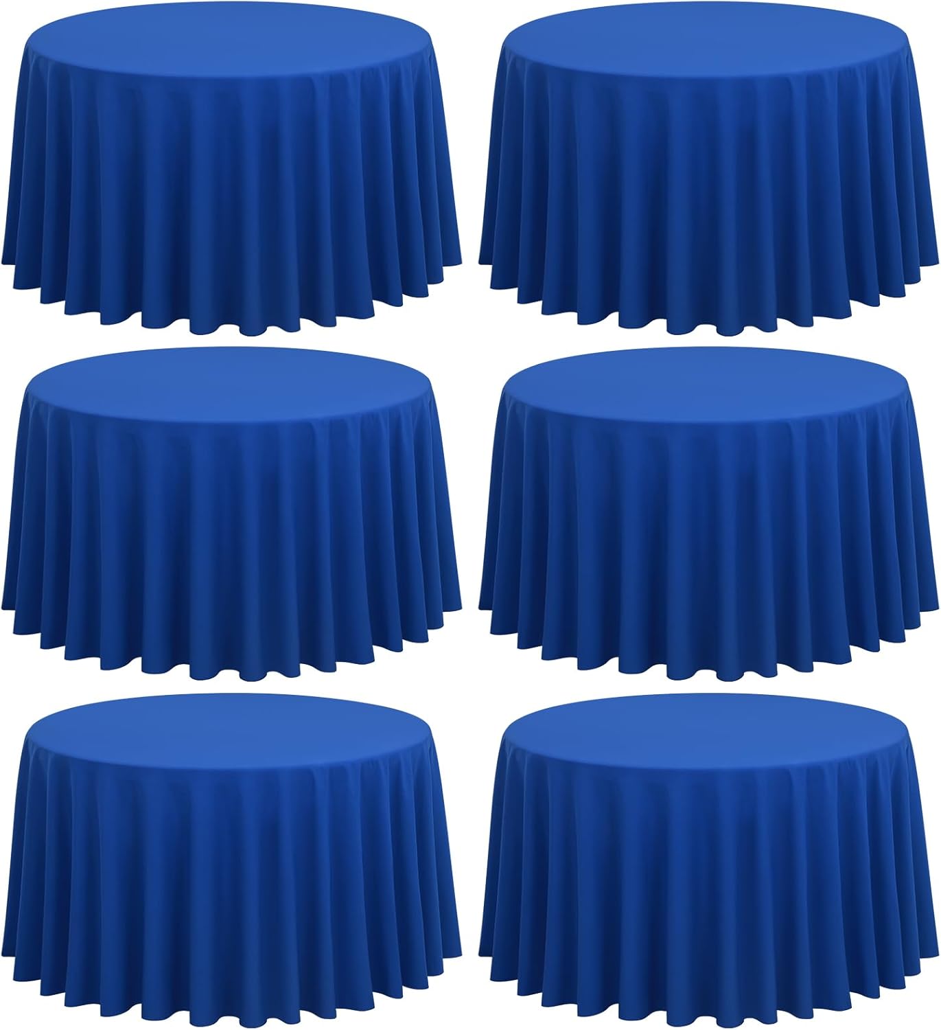 6 Pack Royal Blue Round Tablecloth 120 Inch Circle Polyester Table Cloth, Washable Fabric Stain and Wrinkle Resistant Table Cover Round Tableclothes for Wedding Parties Banquet Reception Dining Royal Blue 6 Pack 120 inch Round