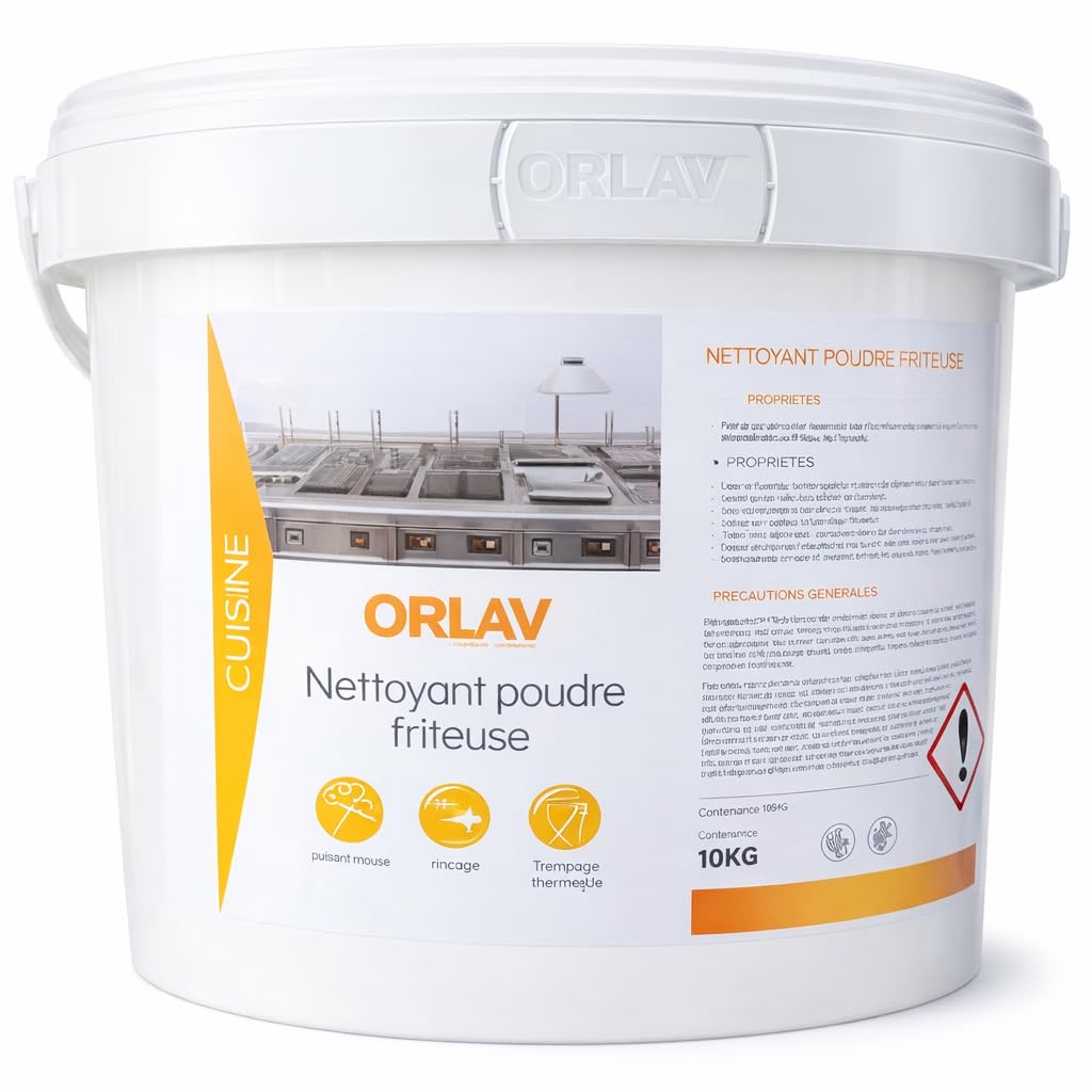 Puissant Détergent en Poudre pour Friteuse 10 kg – Orlav DPF+ – Nettoyant Cuisine Professionnelle – Élimine Graisses Incrustées et Résidus – Usage Restauration, Collectivités et Traiteurs